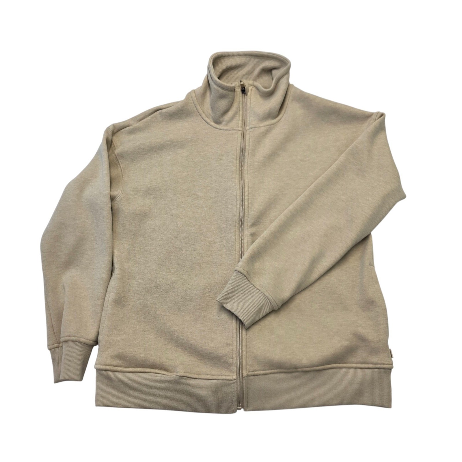 Mondetta Womens Full Zip Mock Neck Jacket Beige Size M